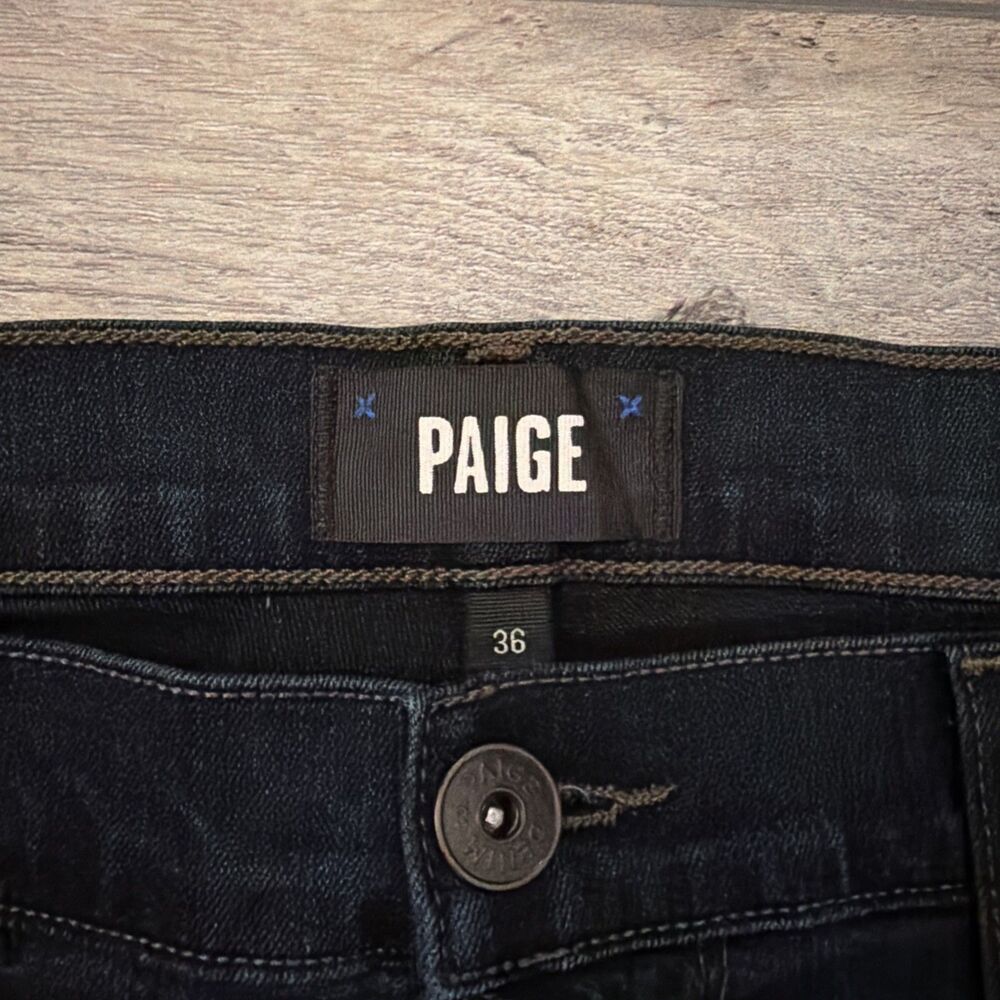 PAIGE Lennox Mens 36 Blue Dark Wash Denim Straight Leg Jeans Cotton Blend - Picture 3 of 8